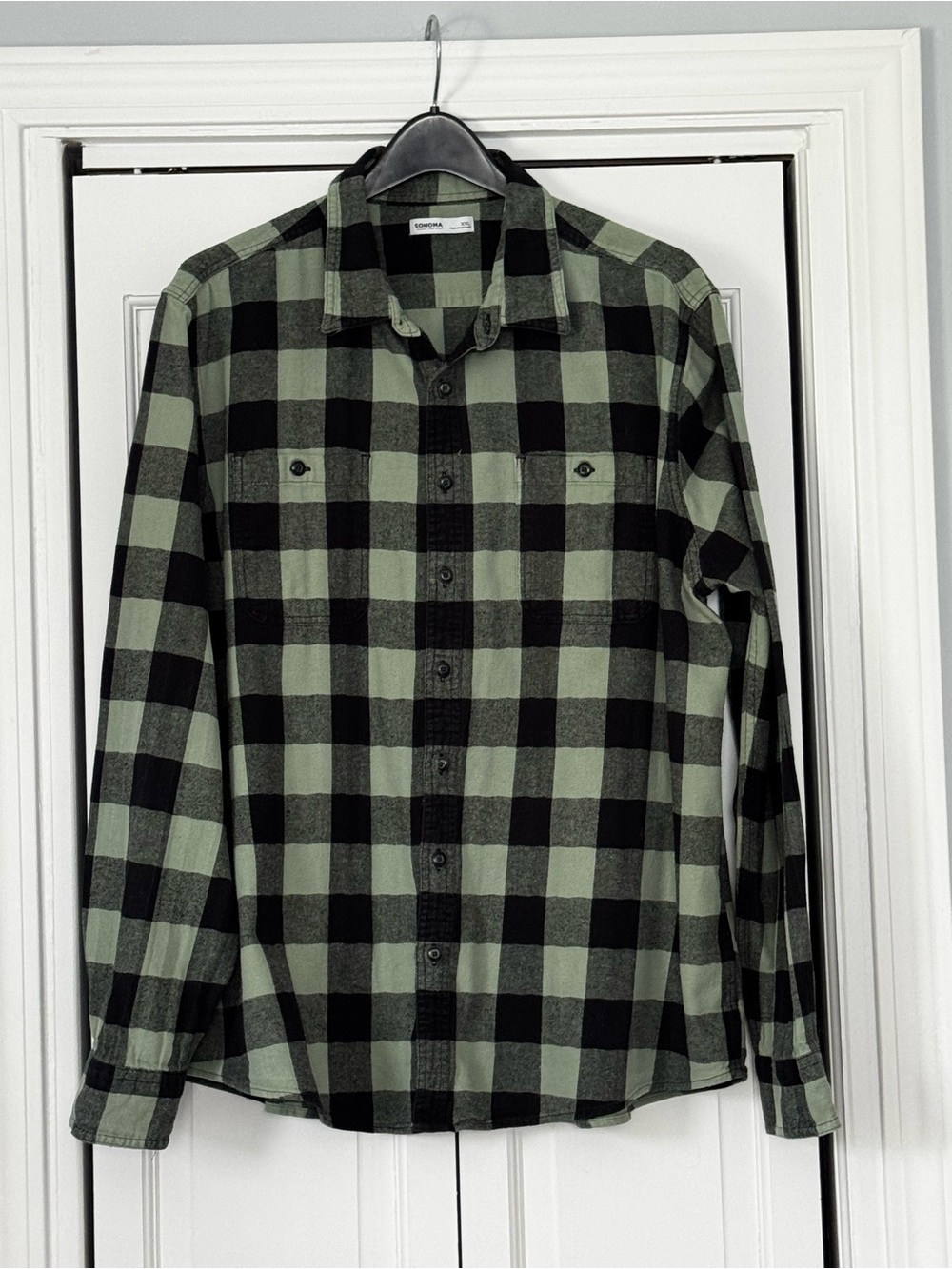 Sonoma Green and Black Buffalo Plaid Button-Down Shirt